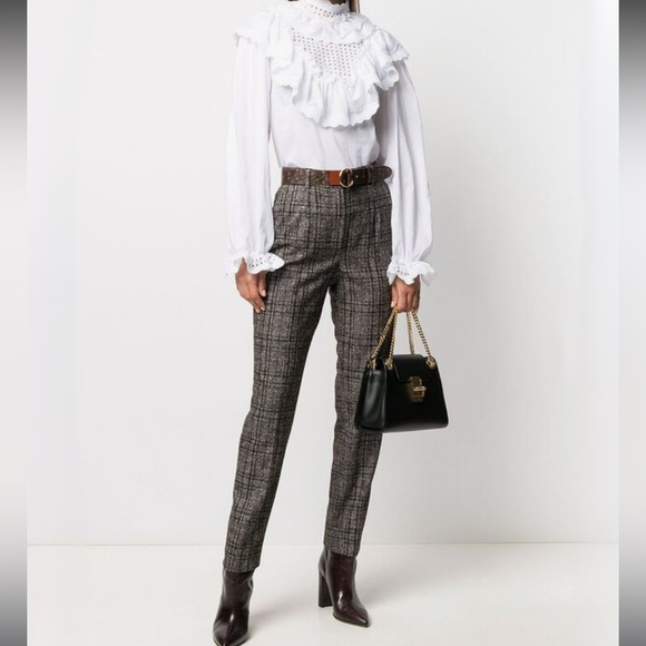 NWT Dolce & Gabbana Gray Tartan Plaid Straight Leg Ankle Pant - Picture 1 of 16